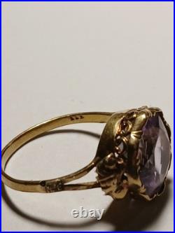 Antique Vintage 14K Gold Amethyst Ring size 6 2.7g English Hallmark AS IS