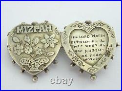 Antique Vintage 1860-s Victorian SILVER Mizpah Brooch-Full English Hallmarks