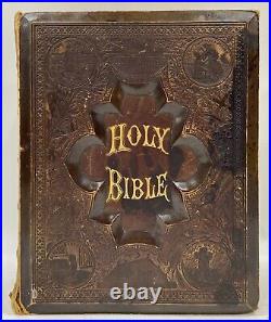 Antique Vintage 1881 Illustrated HOLY BIBLE