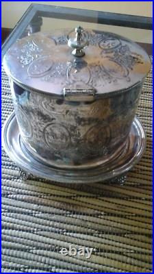 Antique Vintage 1890 English Sheffield Silver Biscuit Box With 1972 Appraisal