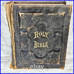 Antique Vintage 1892 Pronouncing Parallel Family Holy Bible KJ & Revised