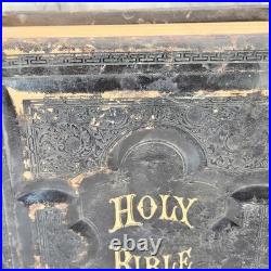 Antique Vintage 1892 Pronouncing Parallel Family Holy Bible KJ & Revised