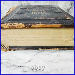 Antique Vintage 1892 Pronouncing Parallel Family Holy Bible KJ & Revised