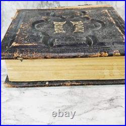 Antique Vintage 1892 Pronouncing Parallel Family Holy Bible KJ & Revised