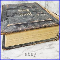 Antique Vintage 1892 Pronouncing Parallel Family Holy Bible KJ & Revised