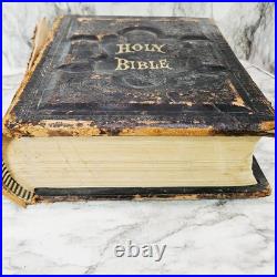 Antique Vintage 1892 Pronouncing Parallel Family Holy Bible KJ & Revised