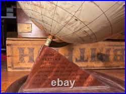Antique Vintage 1930's-50's English Chad Valley Metal Tin Educational Globe