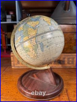 Antique Vintage 1930's-50's English Chad Valley Metal Tin Educational Globe