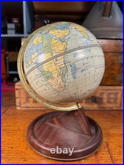 Antique Vintage 1930's-50's English Chad Valley Metal Tin Educational Globe