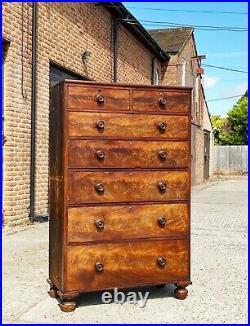 Antique Vintage 19th Century Tall Large Graduating Chest of Drawers Cabinet