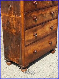 Antique Vintage 19th Century Tall Large Graduating Chest of Drawers Cabinet