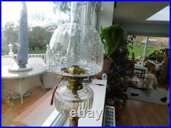 Antique Vintage Brass English Make Oil Lamp & Chimney