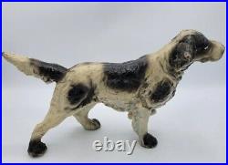 Antique Vintage Cast Iron English Pointer Dog Black White Doorstop Statue