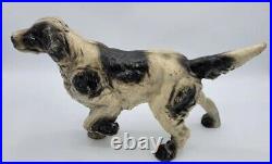 Antique Vintage Cast Iron English Pointer Dog Black White Doorstop Statue