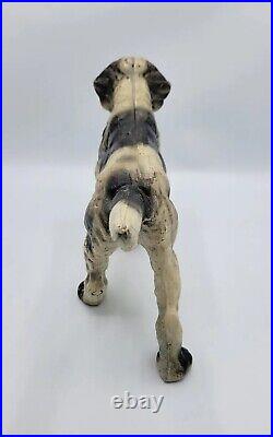 Antique Vintage Cast Iron English Pointer Dog Black White Doorstop Statue