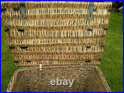 Antique Vintage Coutry House English Wicker Laundry Storage Basket 54cm by 82cm
