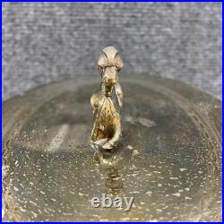 Antique Vintage Crystal Cut Glass Silver Plated Biscuit Box English Seahorse