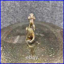 Antique Vintage Crystal Cut Glass Silver Plated Biscuit Box English Seahorse