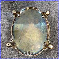 Antique Vintage Crystal Cut Glass Silver Plated Biscuit Box English Seahorse