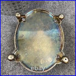 Antique Vintage Crystal Cut Glass Silver Plated Biscuit Box English Seahorse