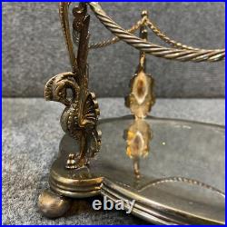 Antique Vintage Crystal Cut Glass Silver Plated Biscuit Box English Seahorse