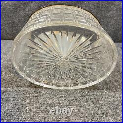 Antique Vintage Crystal Cut Glass Silver Plated Biscuit Box English Seahorse