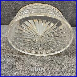 Antique Vintage Crystal Cut Glass Silver Plated Biscuit Box English Seahorse