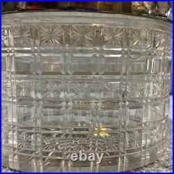 Antique Vintage Crystal Cut Glass Silver Plated Biscuit Box English Seahorse