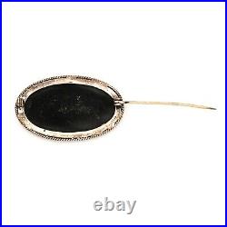 Antique Vintage Deco 925 Sterling Silver English Onyx Rope Twist Pin Brooch 9.8g