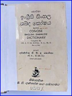 Antique Vintage Dictionary 1970 Print Collector's Rare Item Sinhala-English