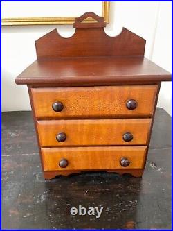 Antique Vintage English 3 Drawer Jewelry Spice Apothecary Cabinet Wood Knobs