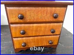 Antique Vintage English 3 Drawer Jewelry Spice Apothecary Cabinet Wood Knobs