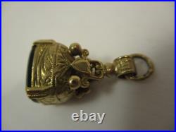 Antique Vintage English 9K Yellow Gold 375 Bloodstone Signet Blank Seal Ornate