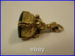 Antique Vintage English 9K Yellow Gold 375 Bloodstone Signet Blank Seal Ornate