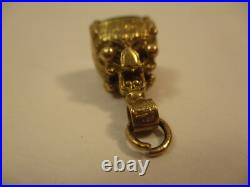 Antique Vintage English 9K Yellow Gold 375 Bloodstone Signet Blank Seal Ornate