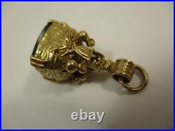Antique Vintage English 9K Yellow Gold 375 Bloodstone Signet Blank Seal Ornate