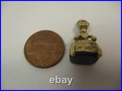 Antique Vintage English 9K Yellow Gold 375 Bloodstone Signet Blank Seal Ornate