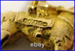 Antique Vintage English 9K Yellow Gold 375 Charm Lady Godiva Woman on Horse 3D