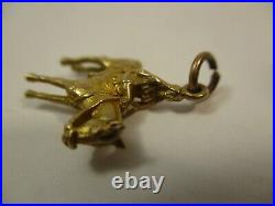 Antique Vintage English 9K Yellow Gold 375 Charm Lady Godiva Woman on Horse 3D