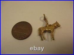 Antique Vintage English 9K Yellow Gold 375 Charm Lady Godiva Woman on Horse 3D