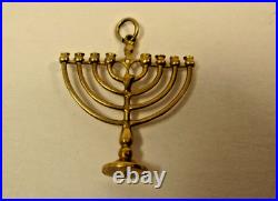 Antique Vintage English 9K Yellow Gold 375 Jewish Menorah Charm