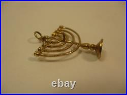 Antique Vintage English 9K Yellow Gold 375 Jewish Menorah Charm