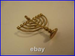 Antique Vintage English 9K Yellow Gold 375 Jewish Menorah Charm