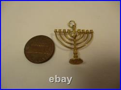 Antique Vintage English 9K Yellow Gold 375 Jewish Menorah Charm