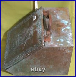 Antique Vintage English Brass Coal Box Hod Firewood Storage Victorian Embossed