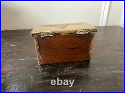 Antique Vintage English Brass Embossed Tobacco Tea Caddy Box Tin Liner