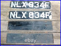 Antique Vintage English British UK License Plates Matching Pair Tags & Holders