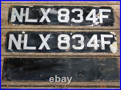 Antique Vintage English British UK License Plates Matching Pair Tags & Holders