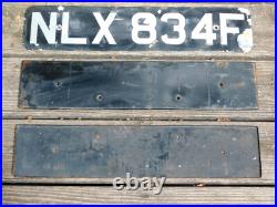 Antique Vintage English British UK License Plates Matching Pair Tags & Holders