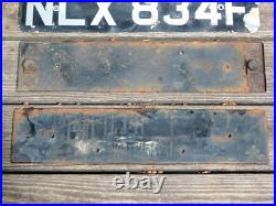 Antique Vintage English British UK License Plates Matching Pair Tags & Holders